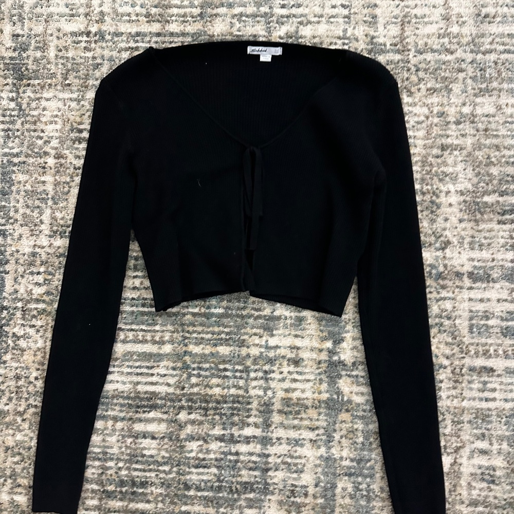 Tie-Up Black Cardigan